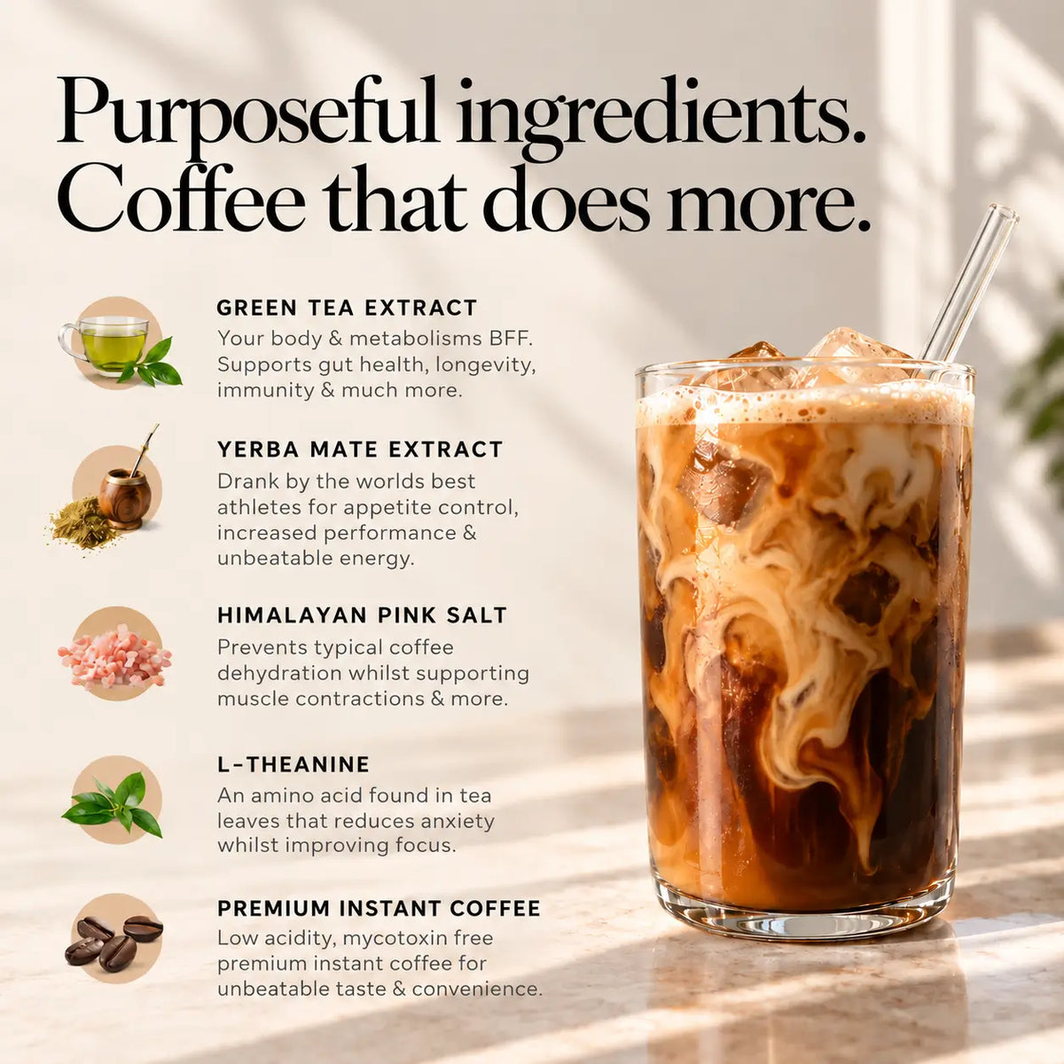 Bodied Superfood Coffee - coffee, green tea, yerba mate ingredients